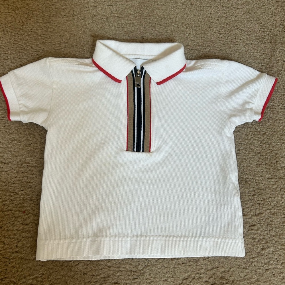 Burberry White and Red Polo Shirt Classic Design